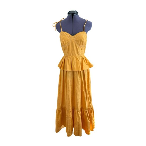 NWT Misa Los Angeles Rosie Cotton Poplin Maxi Dress Sweetheart Neckline Yellow L - Picture 2 of 16